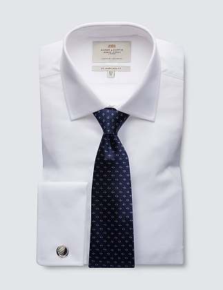 2Картинка Мужская рубашка Hawes & Curtis Plain White Slim Fit Shirt Double Cuff